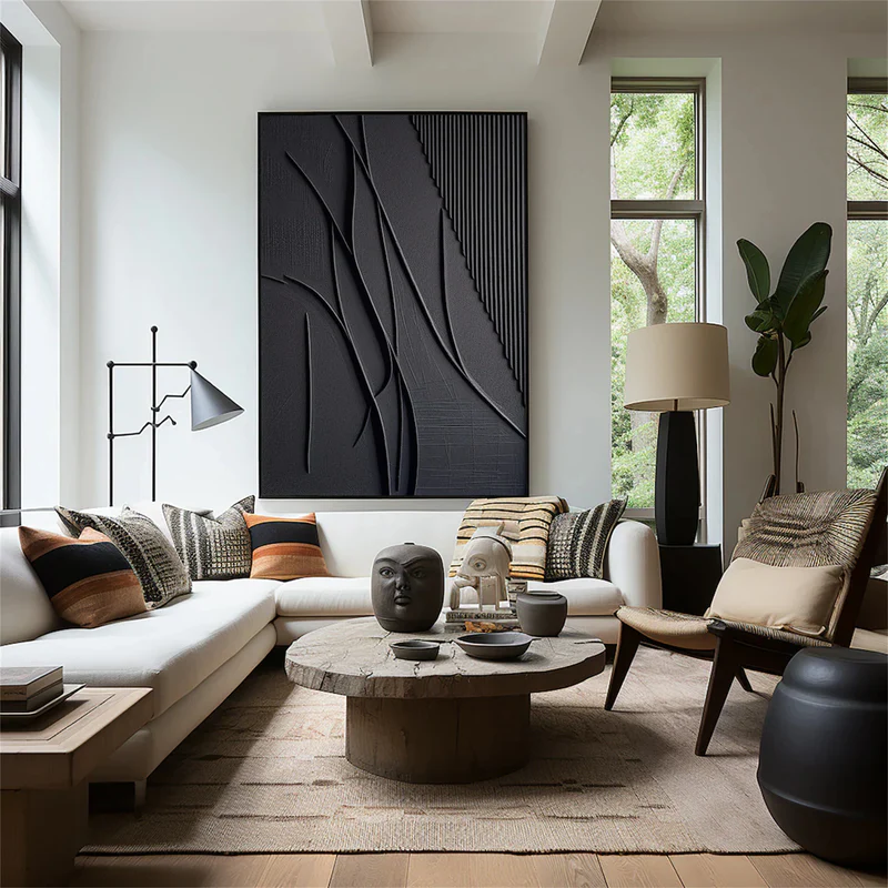 Black Textured Minimalist Wall Art #BT003