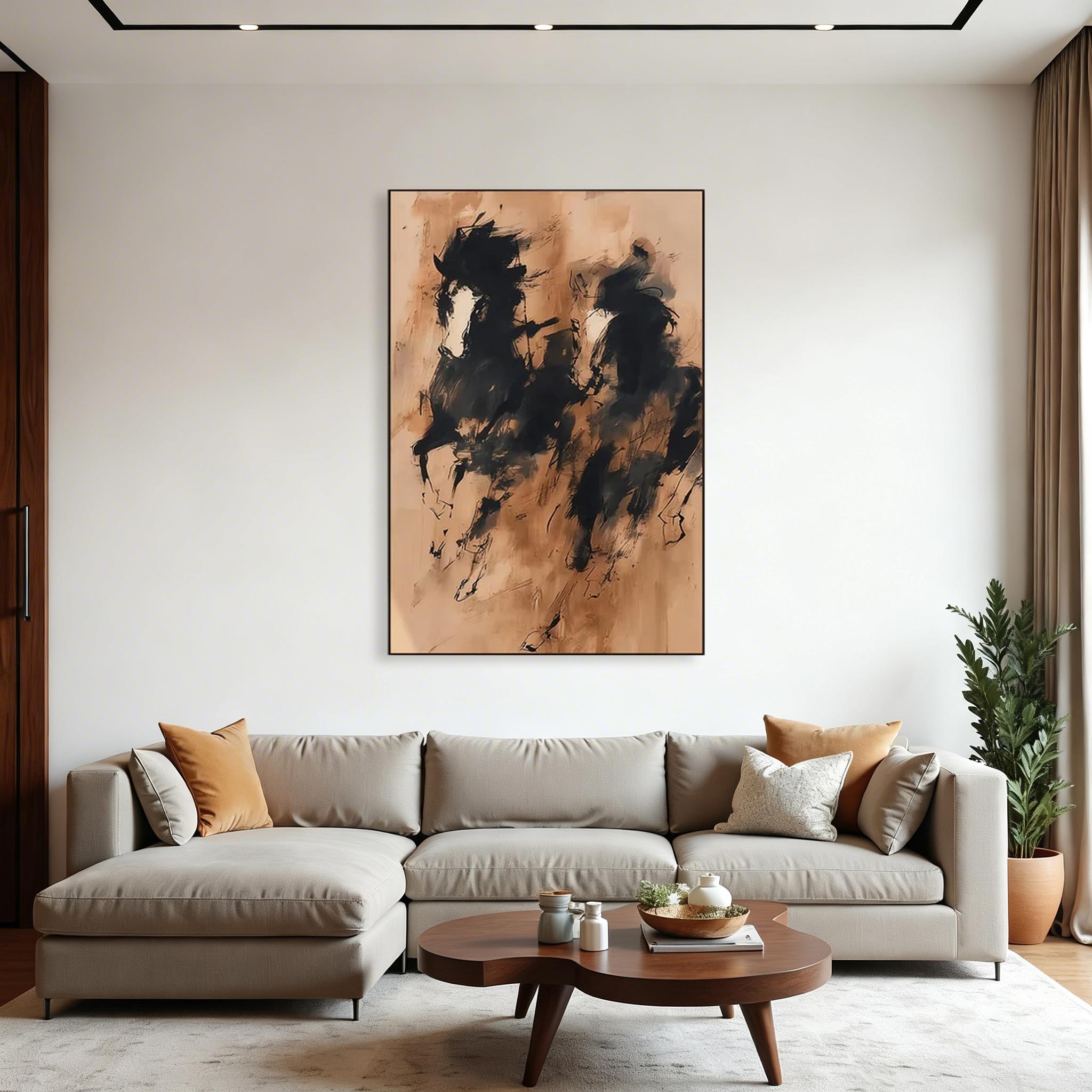 Abstract Two Horses Canvas Wall Art #HA013