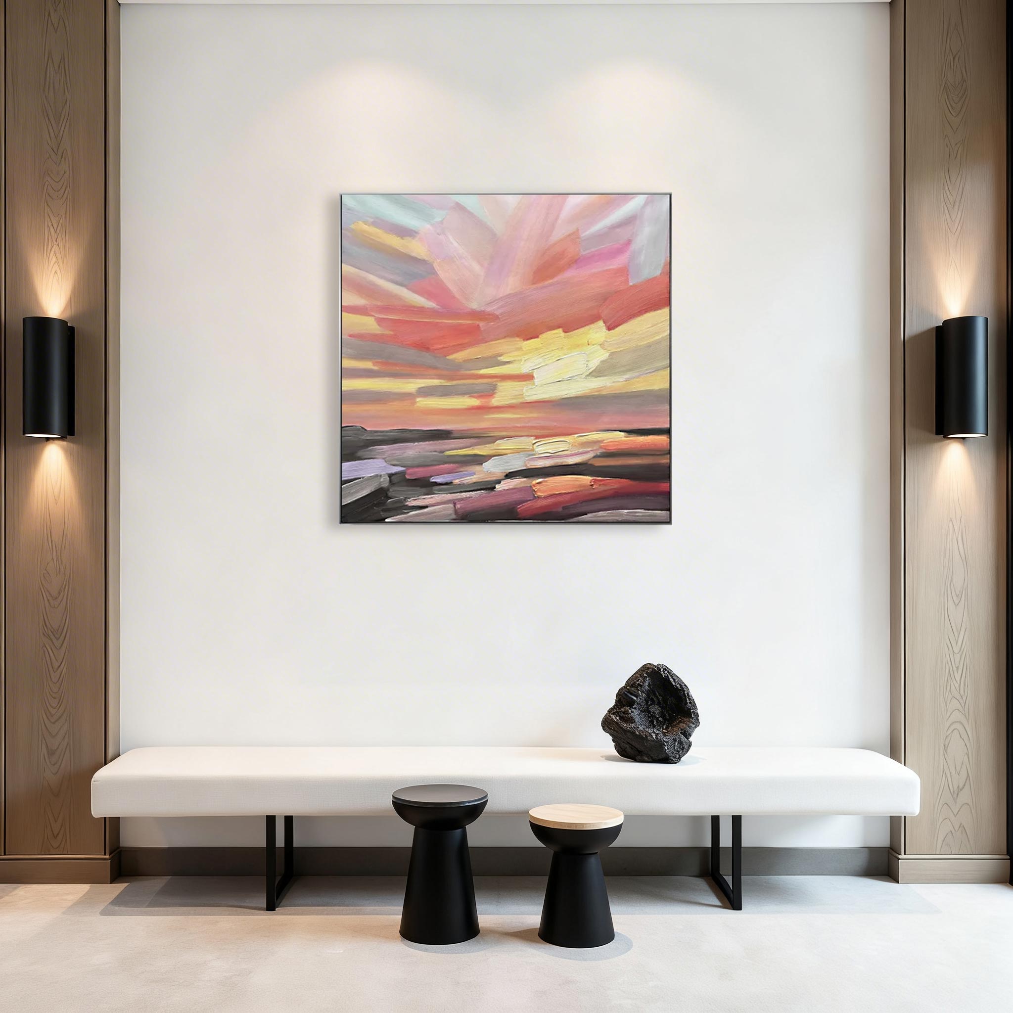 Abstract Sunset Painting for Living Room #CP014