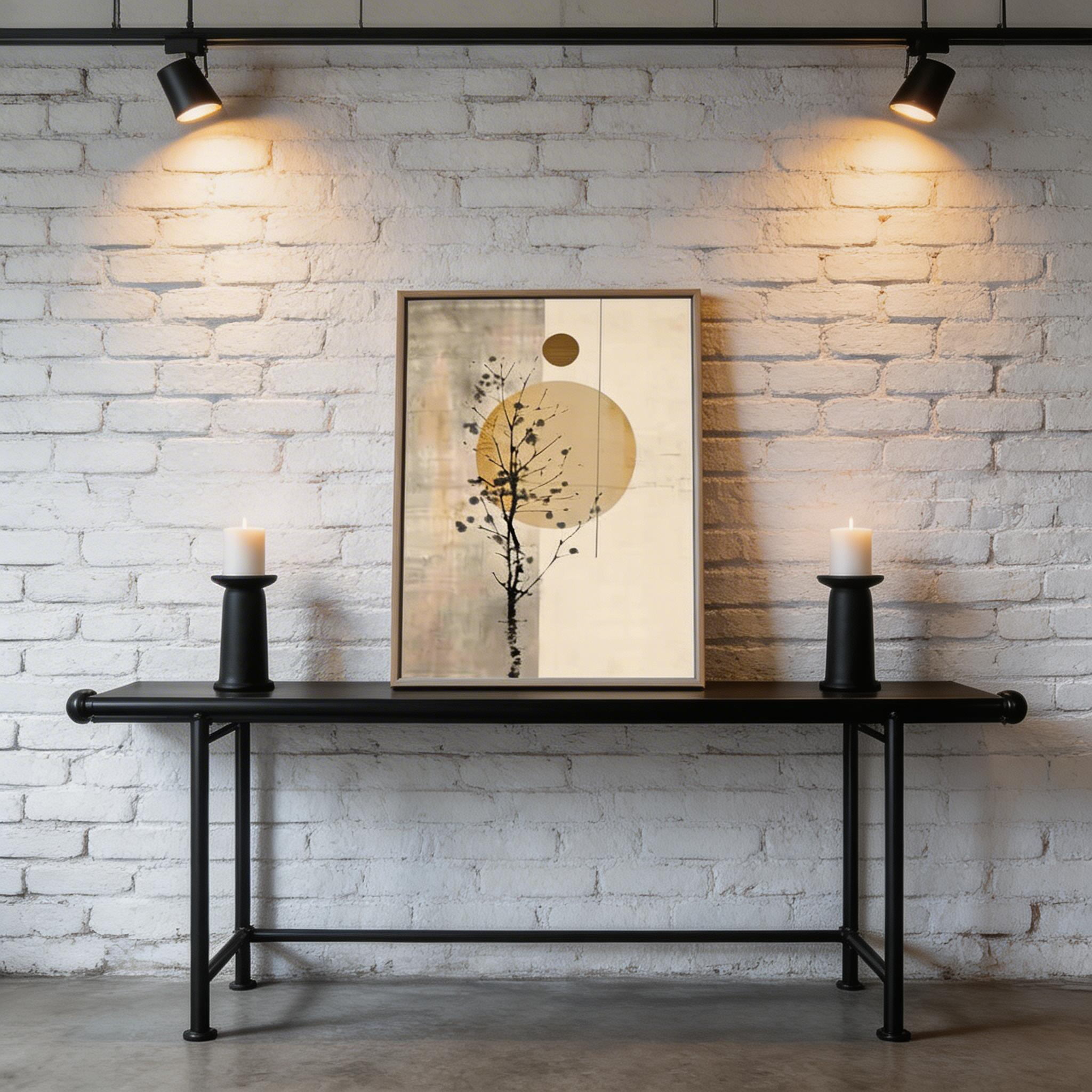 Minimalist Tree Wall Art with Sun – Modern Neutral Canvas Painting #MA029
