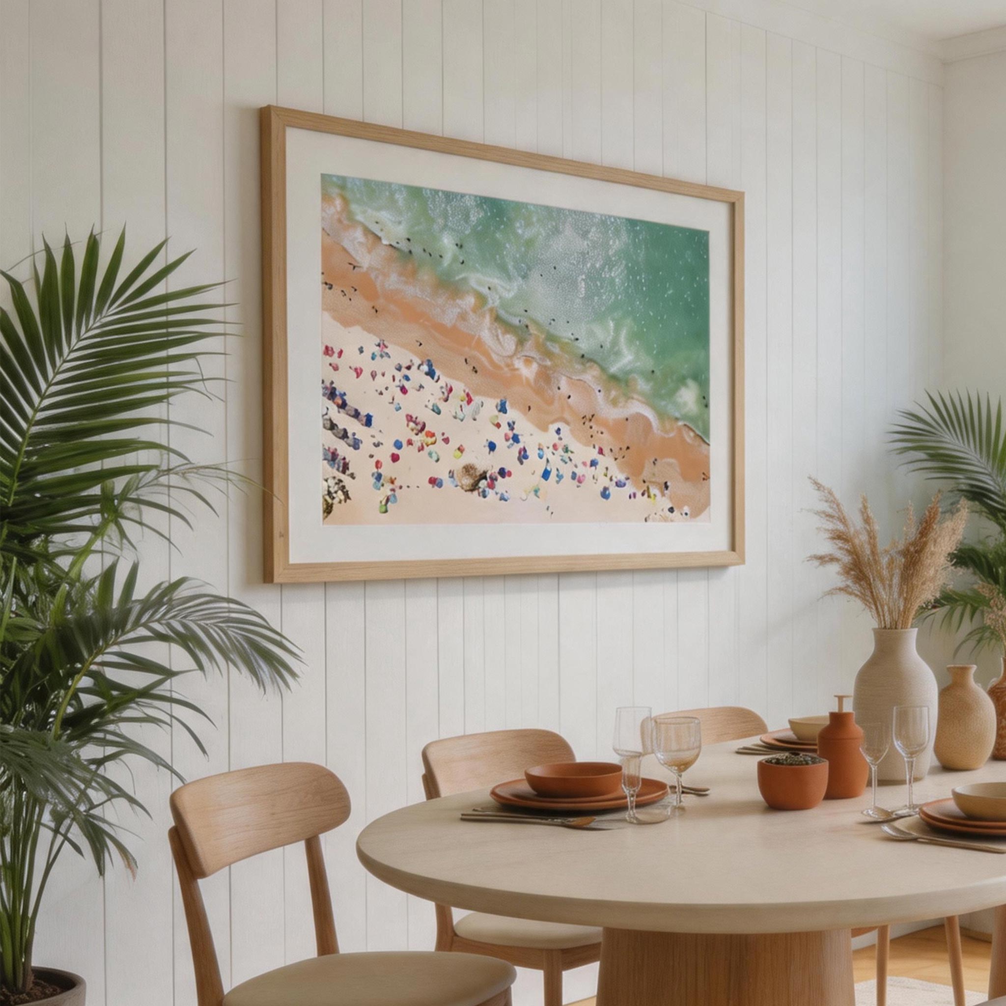 Confetti Shore — Aerial Beach Crowd Canvas Wall Art in Vibrant Color #BC005