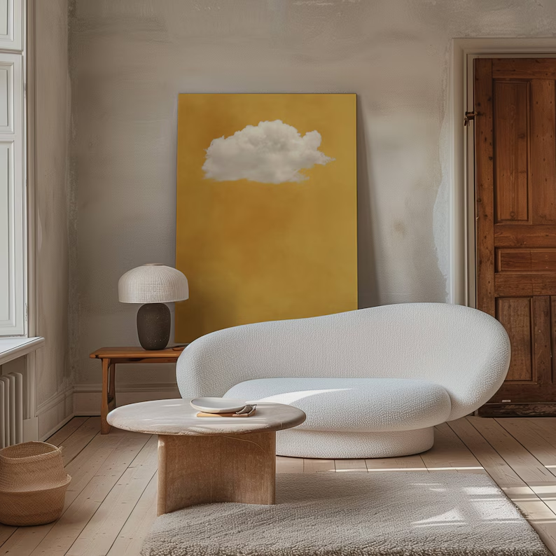Golden Sky Cloud Canvas Wall Art — Minimalist Oil Painting  #PP003
