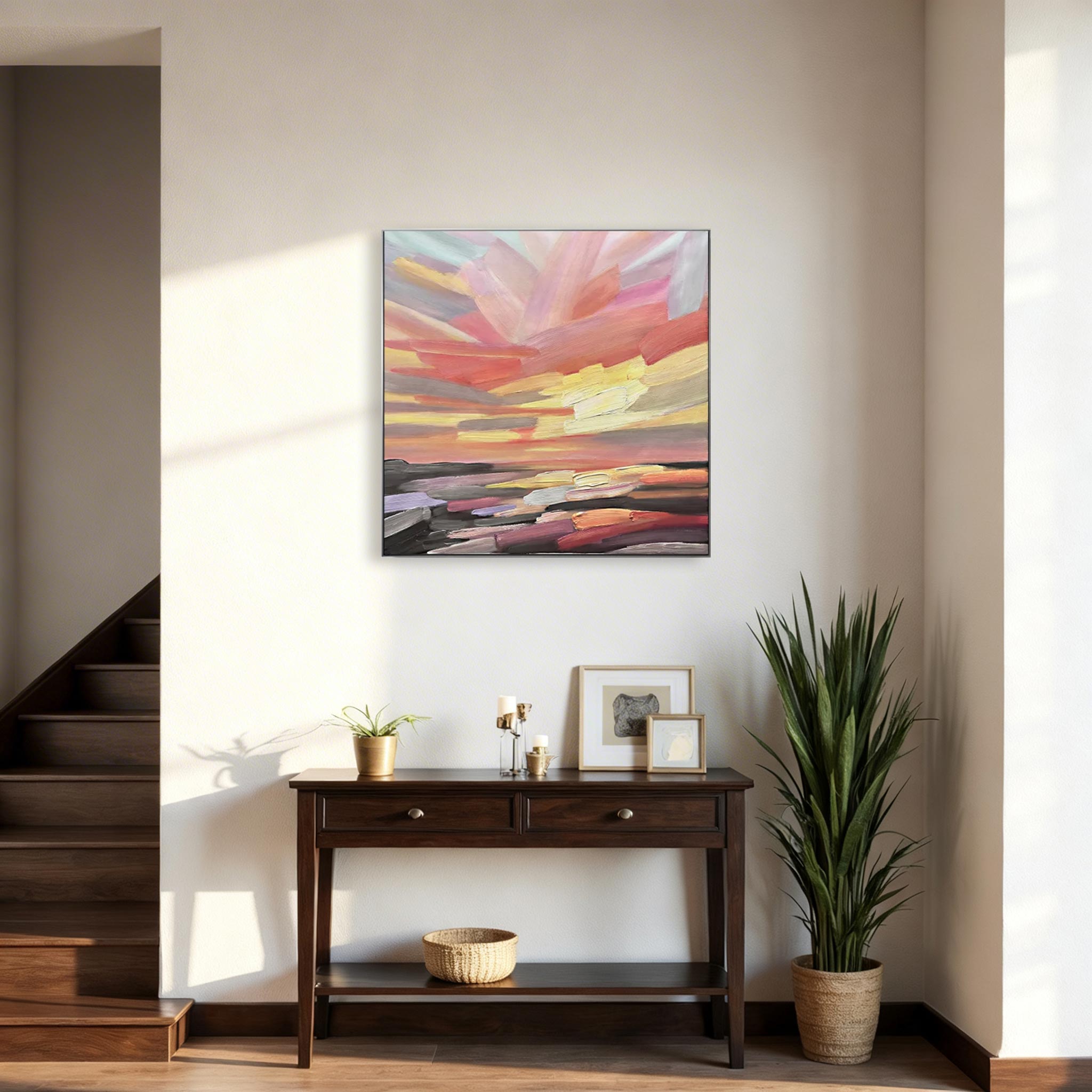 Abstract Sunset Painting for Living Room #CP014