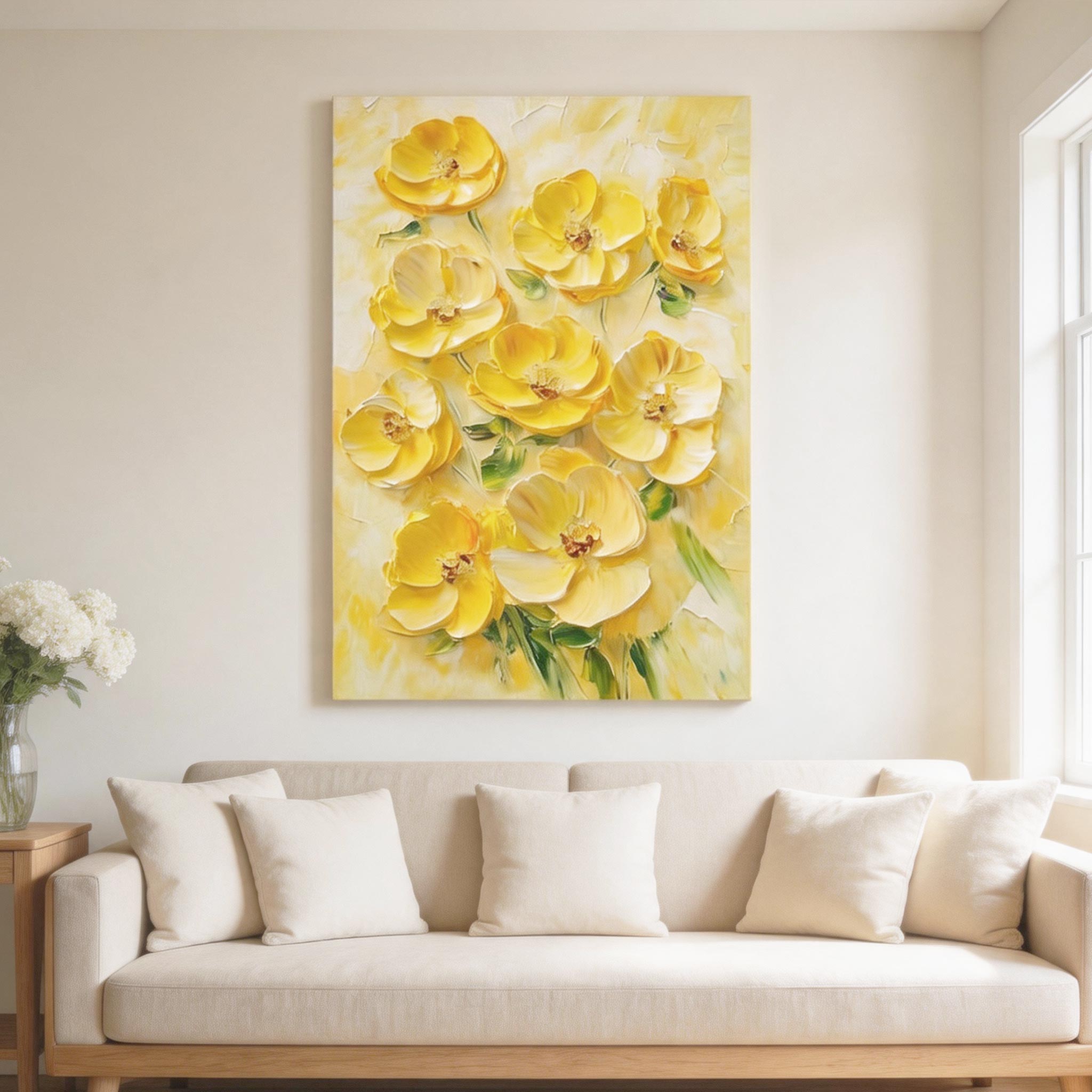 Textured Yellow Bloom Wall Art #FL015