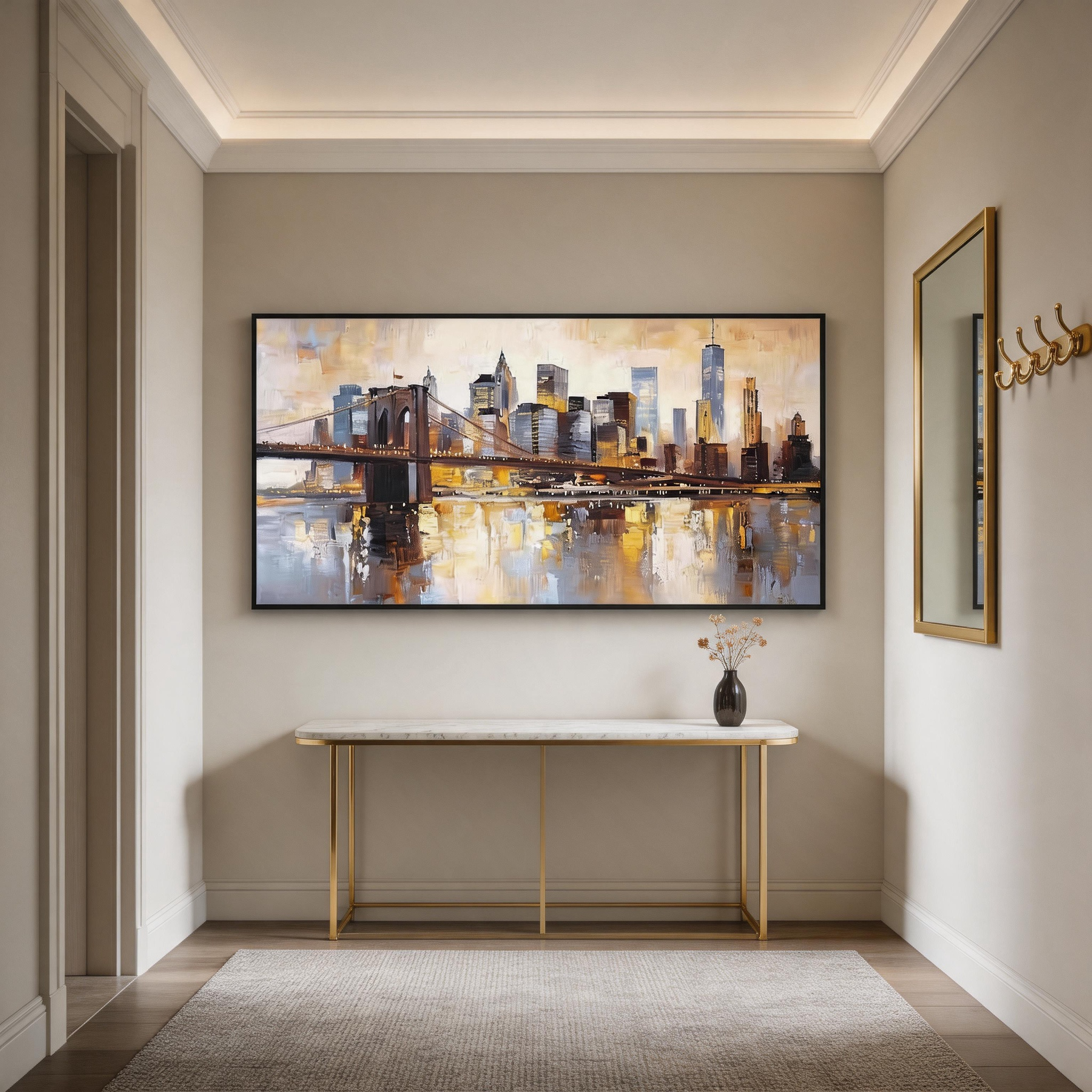 Abstract Cityscape Wall Art for Modern Luxury Living Room Decor #ML001