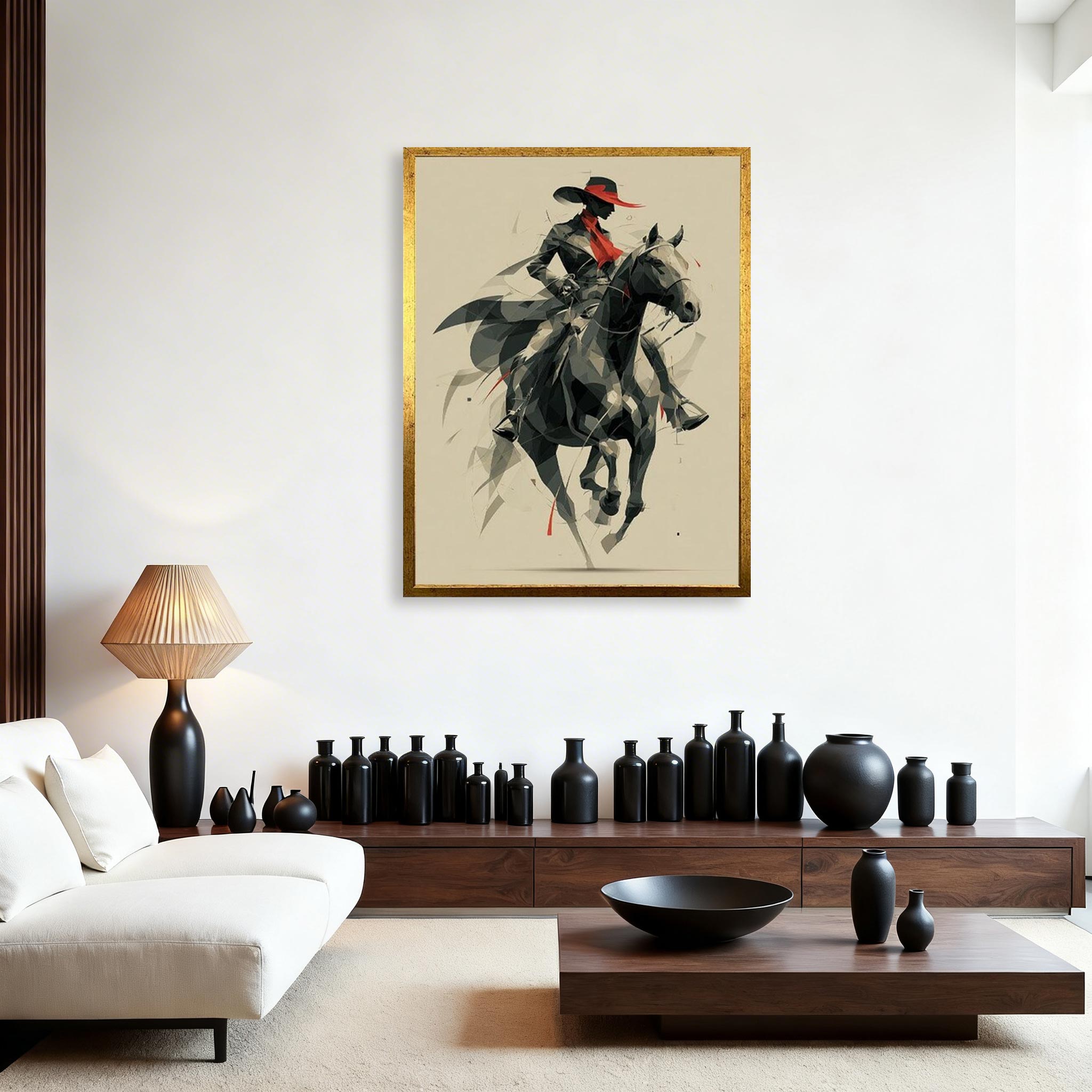 Modern Abstract Horse Rider Canvas Wall Art #HA017