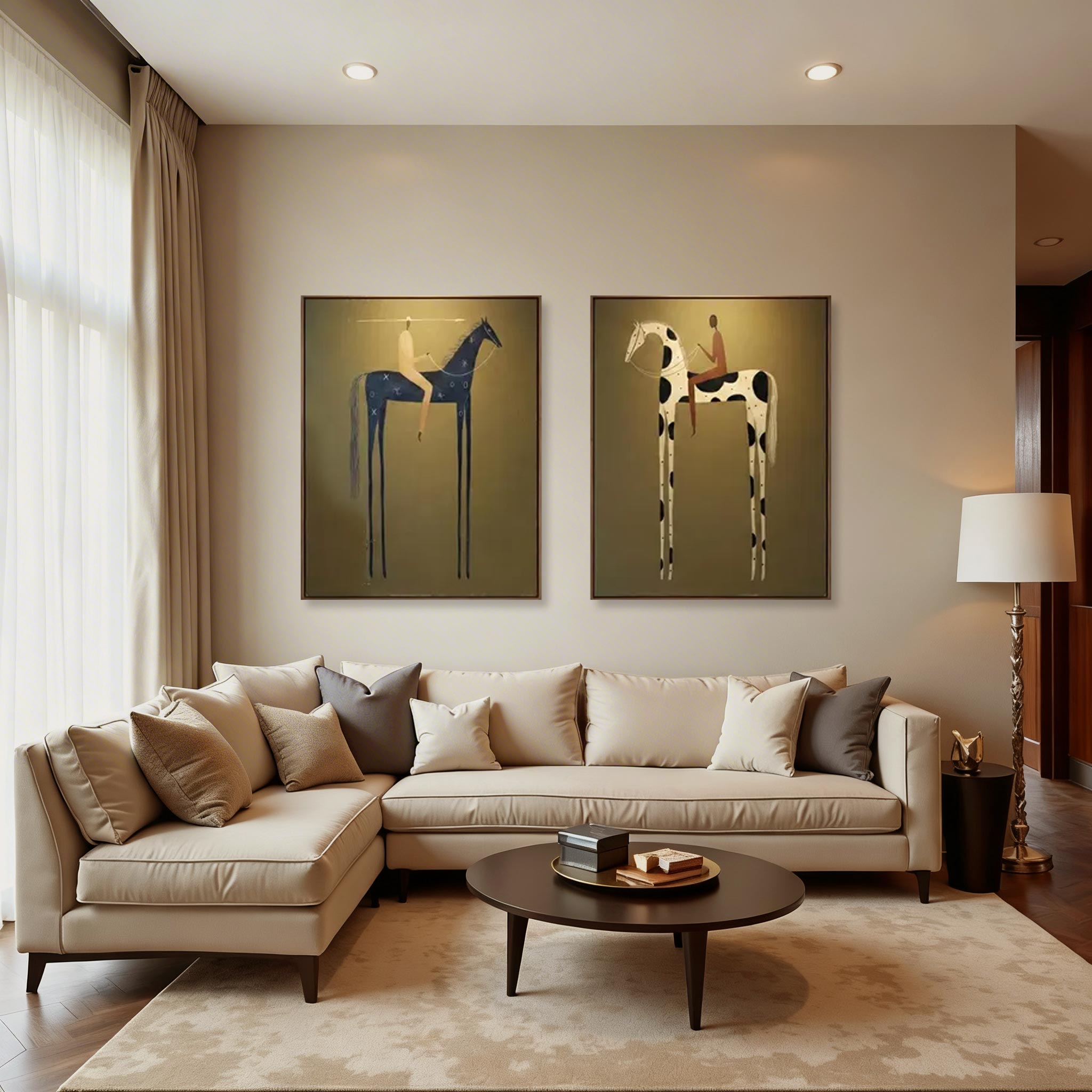Modern Horse Rider Wall Art Set of 2 #HA006
