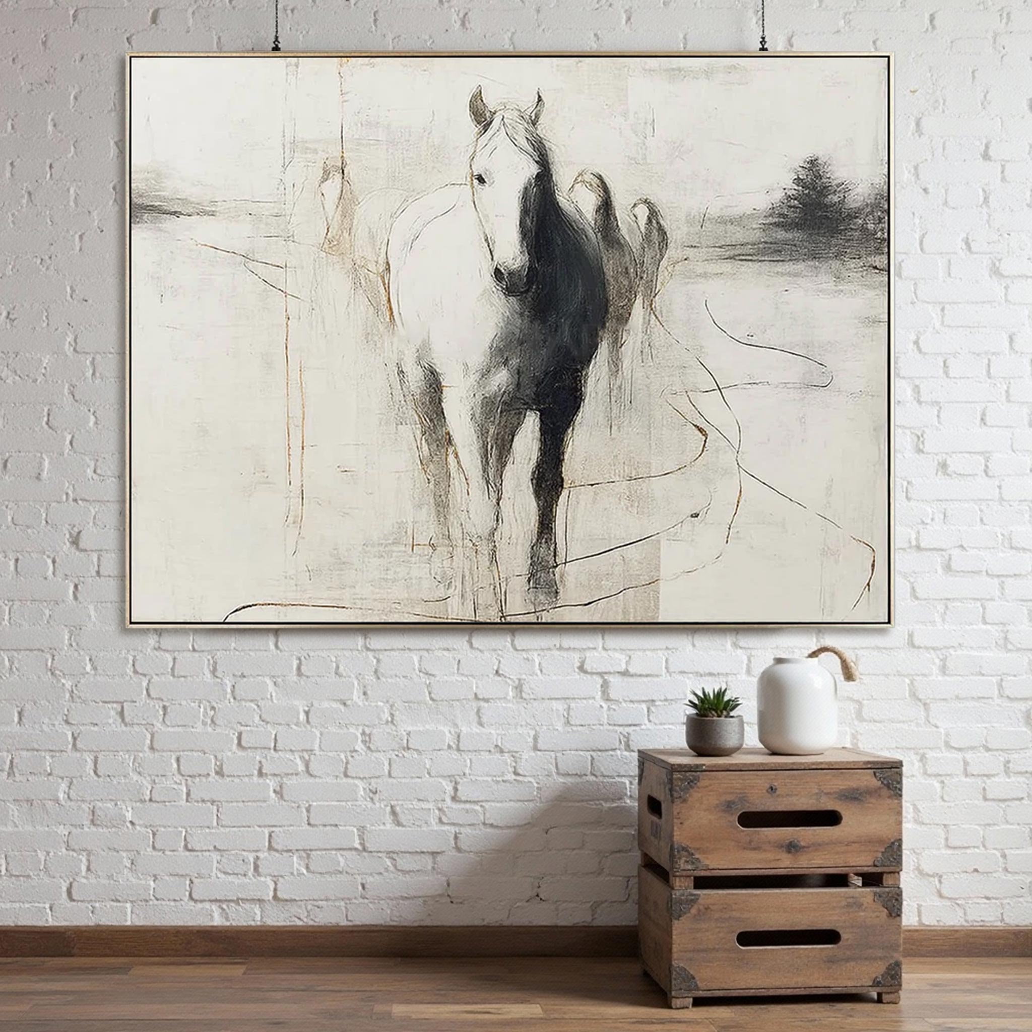 Abstract White Horse Wall Art #HA002