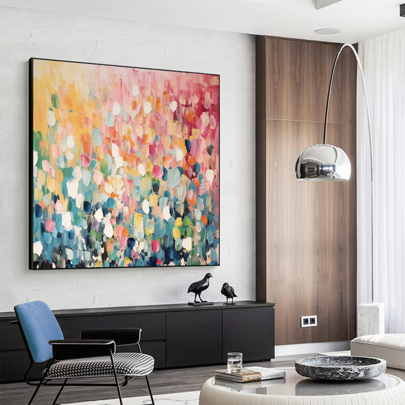 Large Colorful Confetti Abstract Canvas Painting #CP036