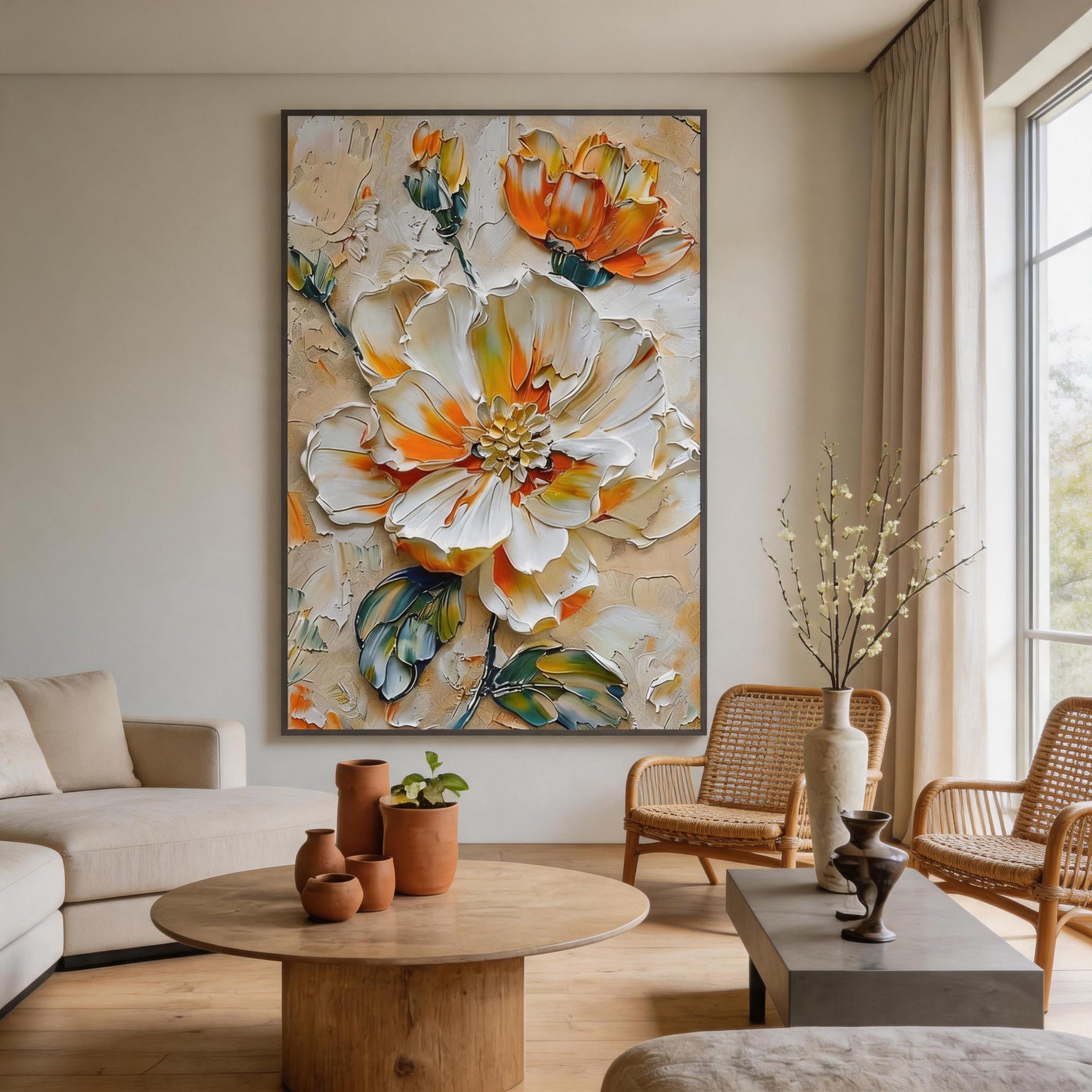 Textured Ivory Bloom Wall Art #FL014