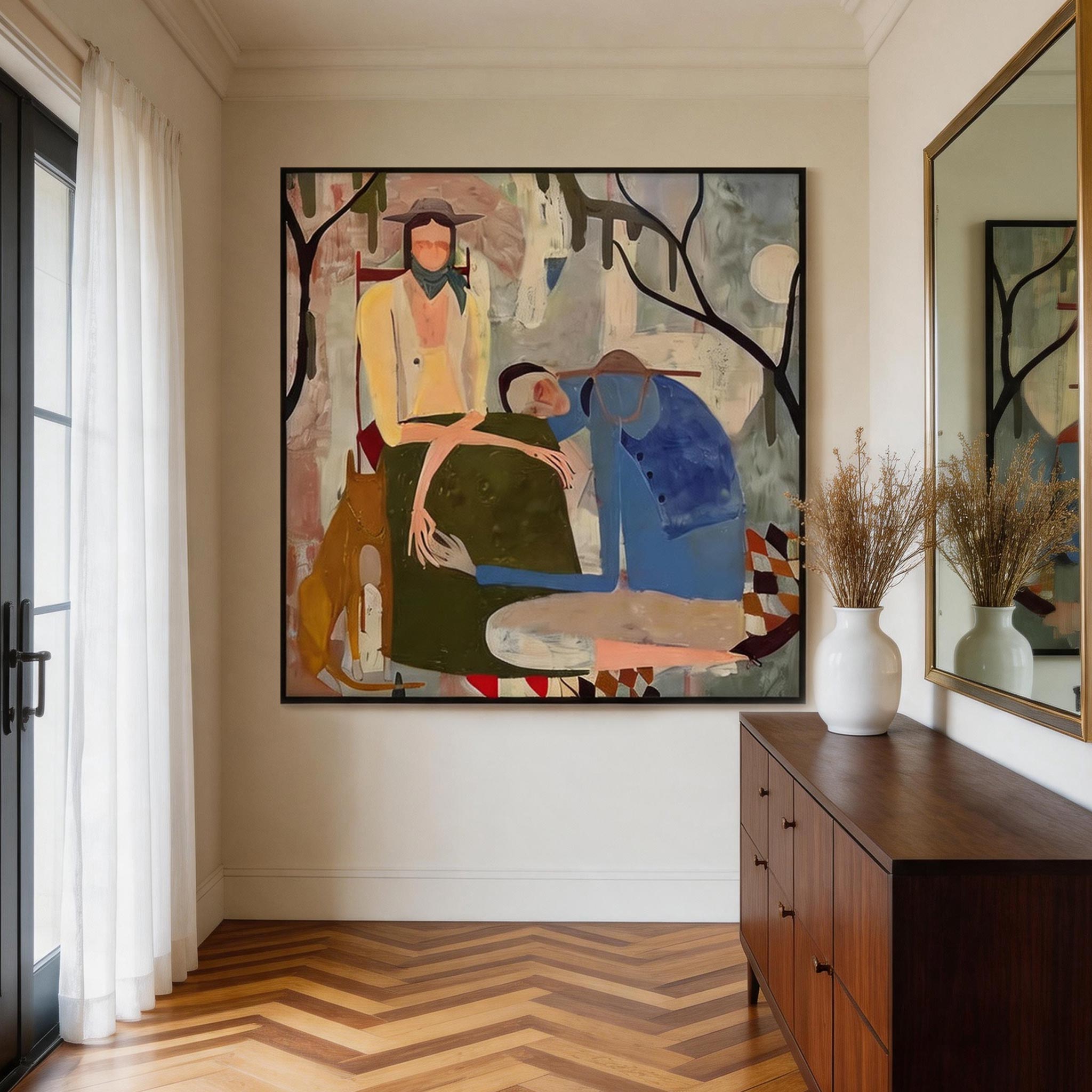 The Gathering — Figurative Group Scene Canvas Wall Art #AB018