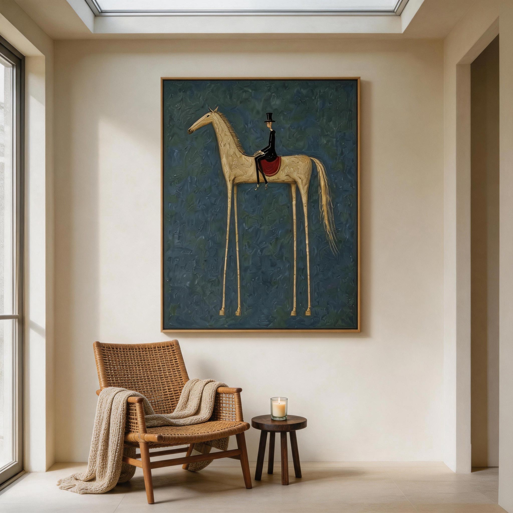The Gentleman Rider — Pale Horse & Top Hat Canvas Wall Art#HA039