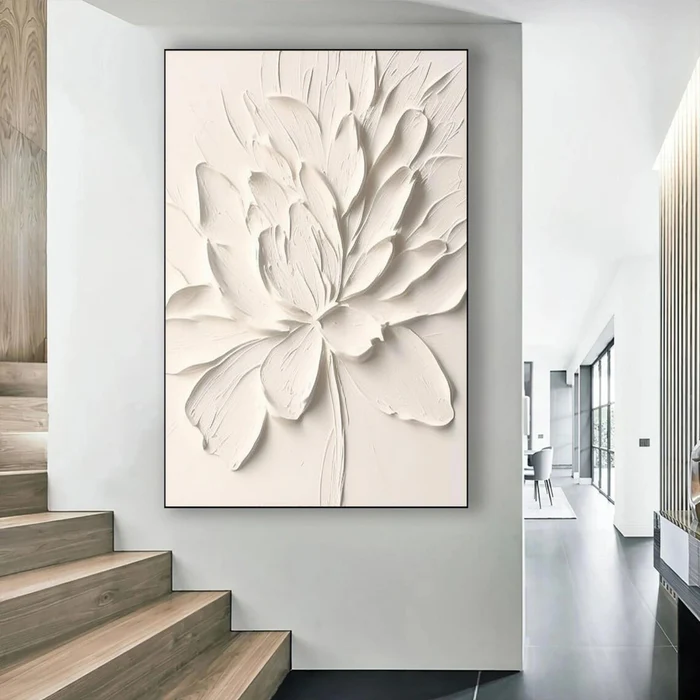 White Textured Minimalist Wall Art #WT088