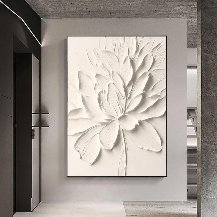 White Textured Minimalist Wall Art #WT088