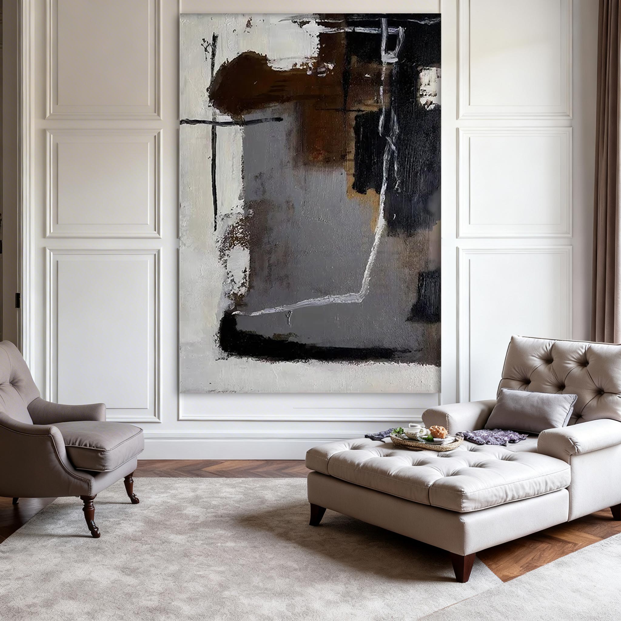 Minimalist Brown Gray Wall Art MA009