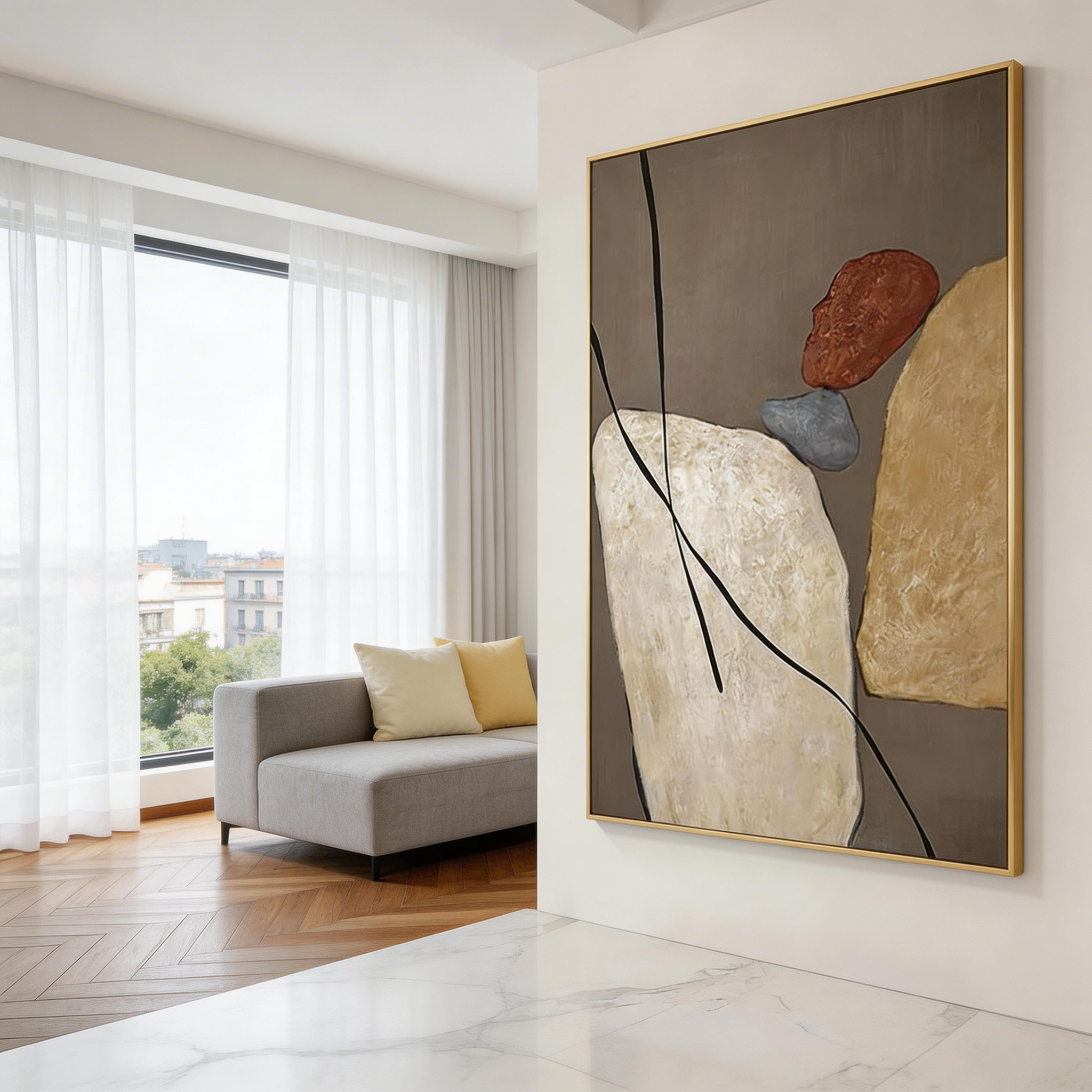 Modern Abstract Neutral Canvas Wall Art #MA017