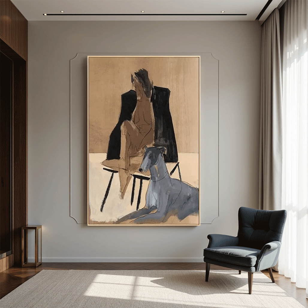 Abstract Dark Forest Figure Wall Art – Contemporary Canvas Painting #CP015