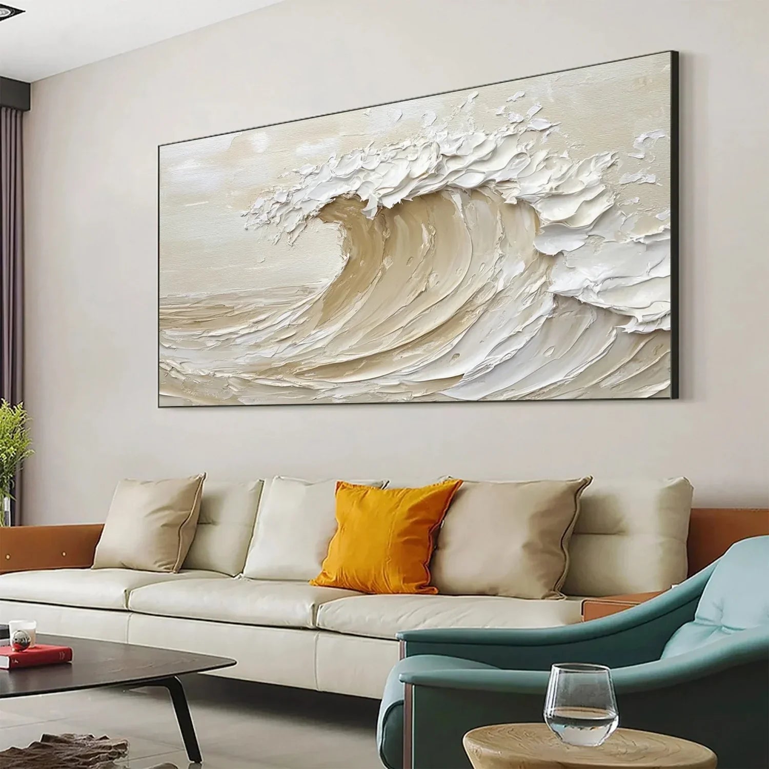Beige & Brown Sky And Ocean Painting #SO017