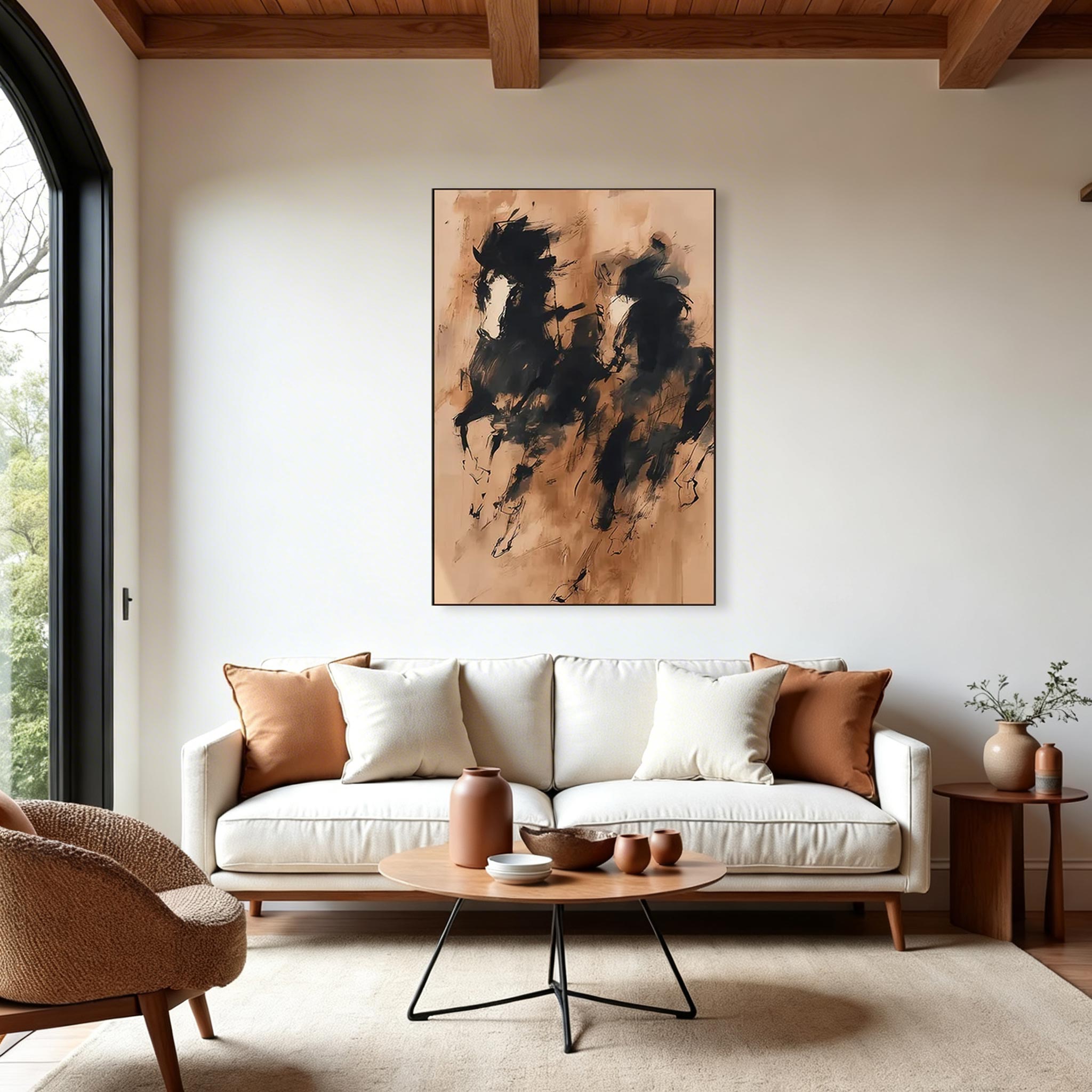 Abstract Two Horses Canvas Wall Art #HA013