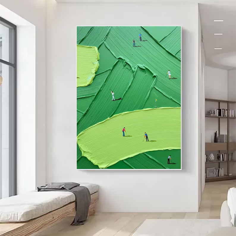 On the Green — Textured Golf Course Impasto Canvas Wall Art #PP006