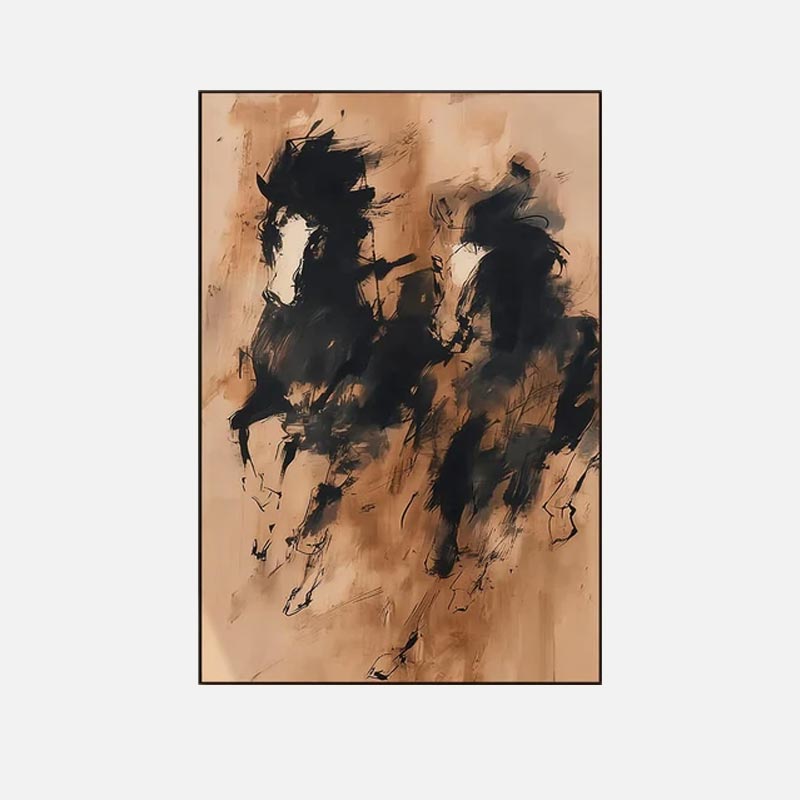 Abstract Two Horses Canvas Wall Art #HA013