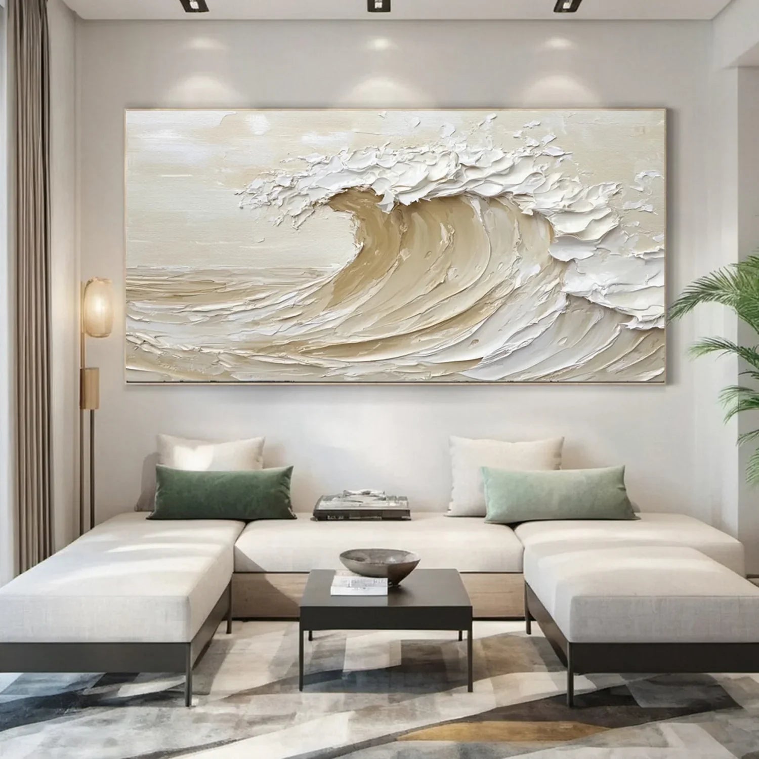 Beige & Brown Sky And Ocean Painting #SO017