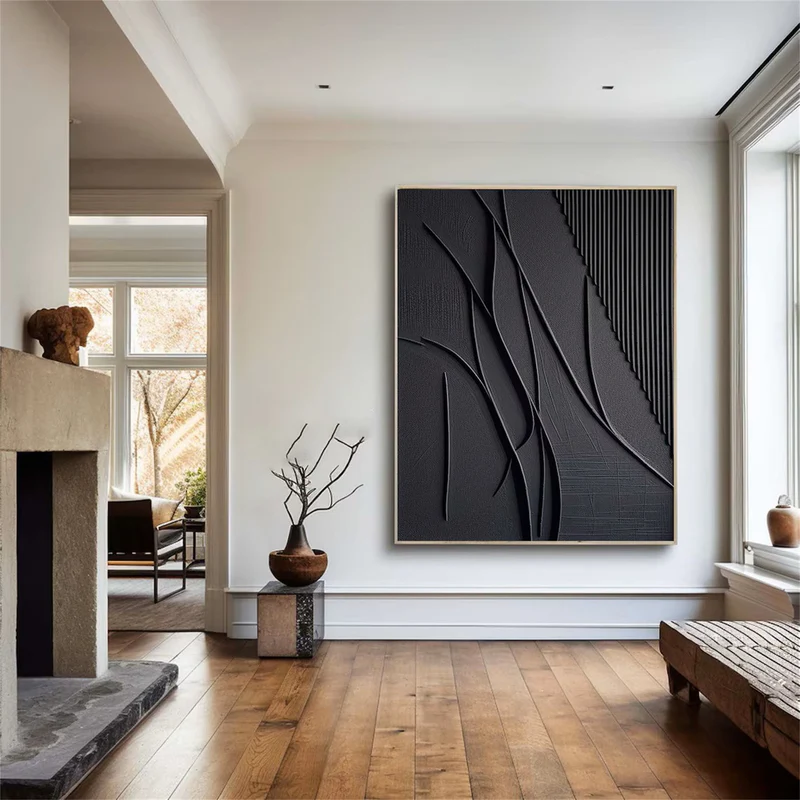 Black Textured Minimalist Wall Art #BT003
