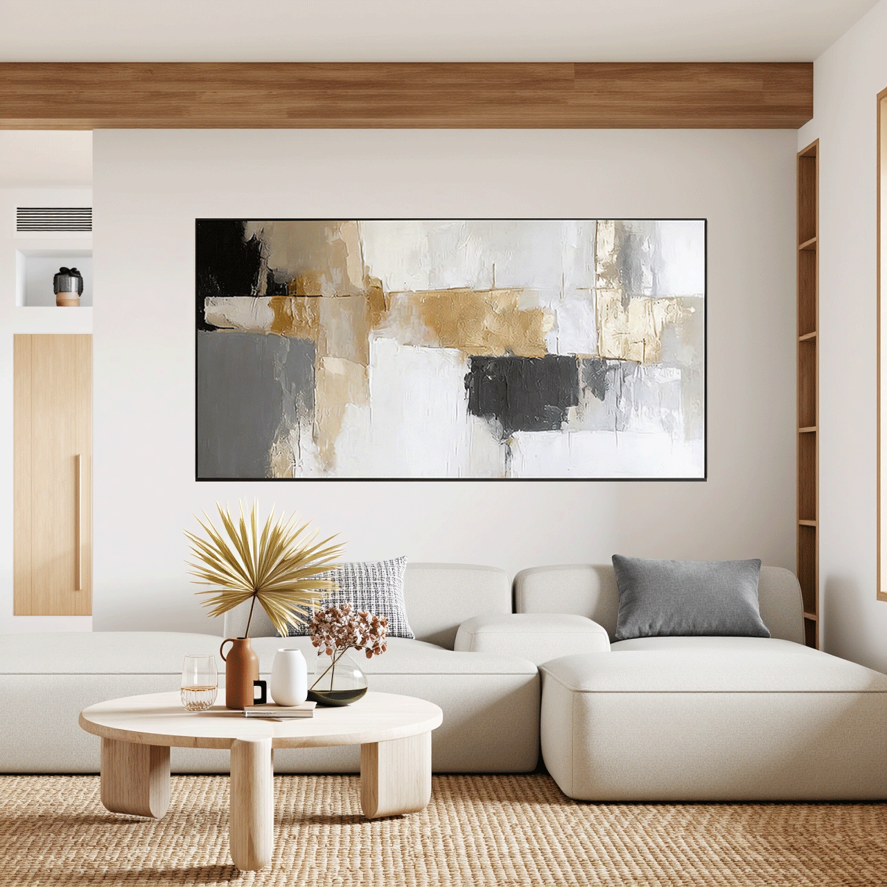Modern Abstract Wall Art Painting  - Gold, Black #AB014