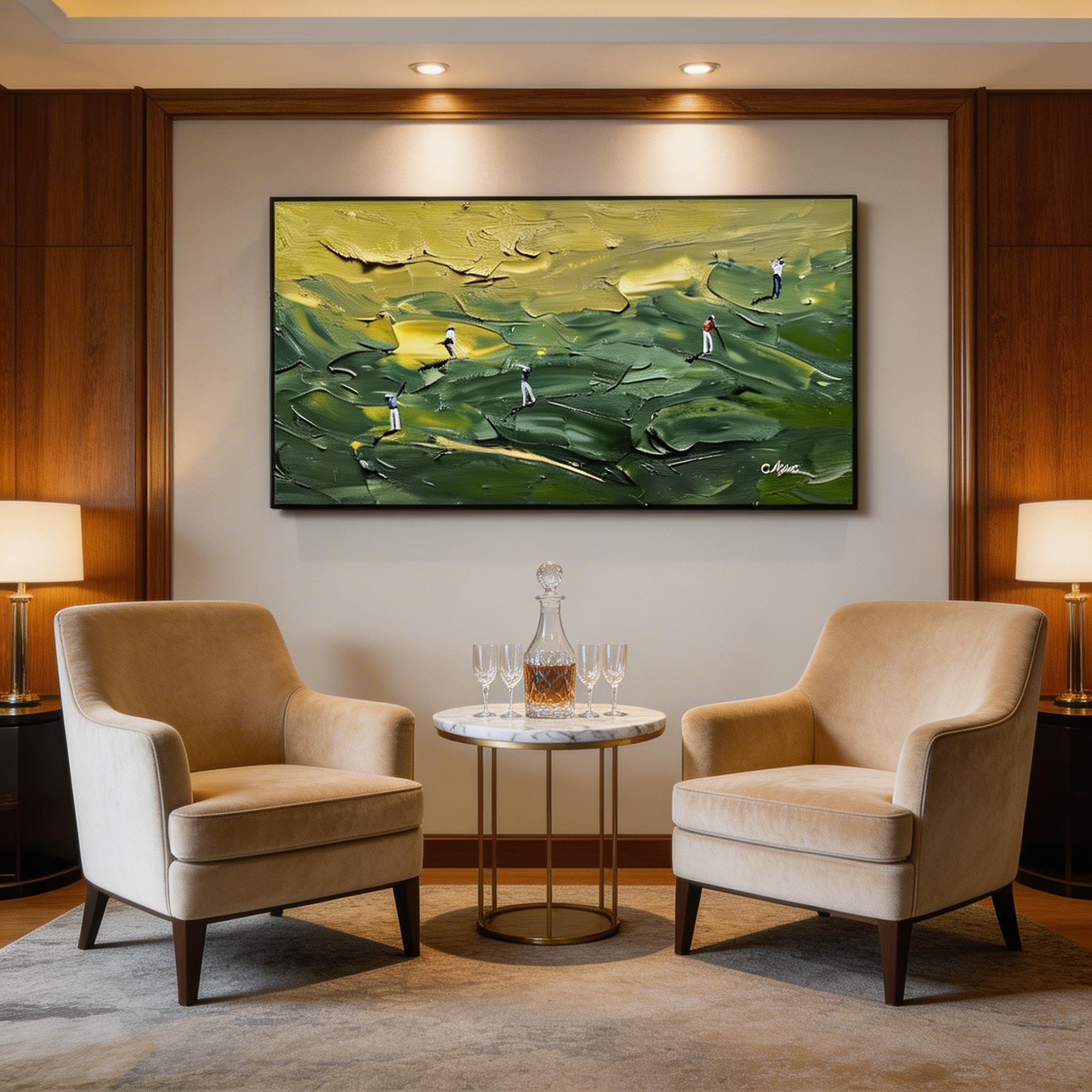 Abstract Golf Wall Art – Textured Green Landscape Canvas #CP022