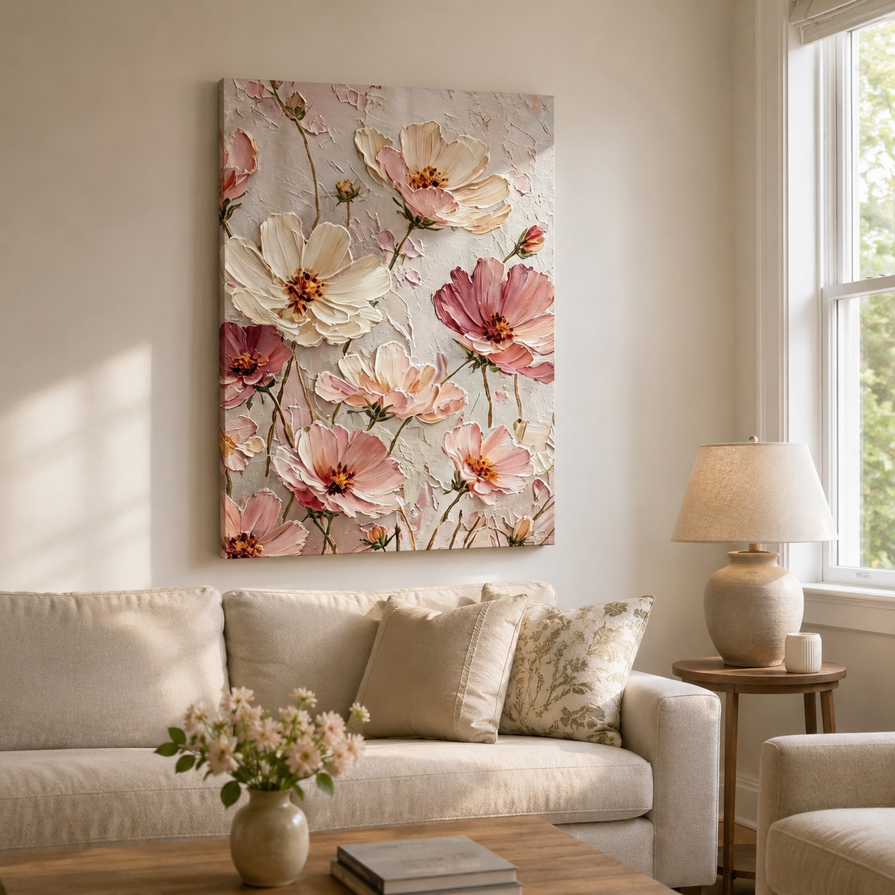 Soft Blush Cosmos Wall Art #FL013
