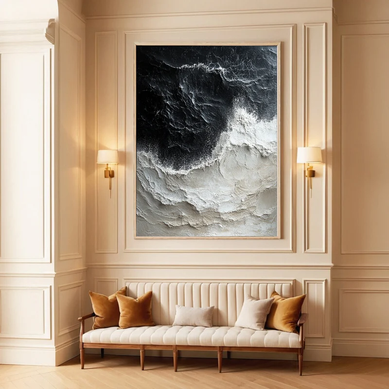 Ocean Wave Art with 3D Textured #WT009
