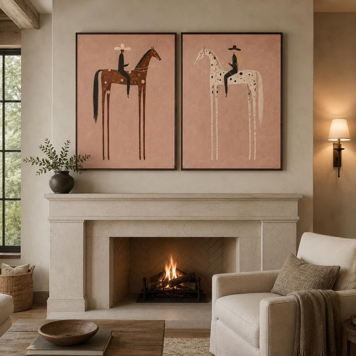 Western Riders Horse Wall Art Set of 2#WW022