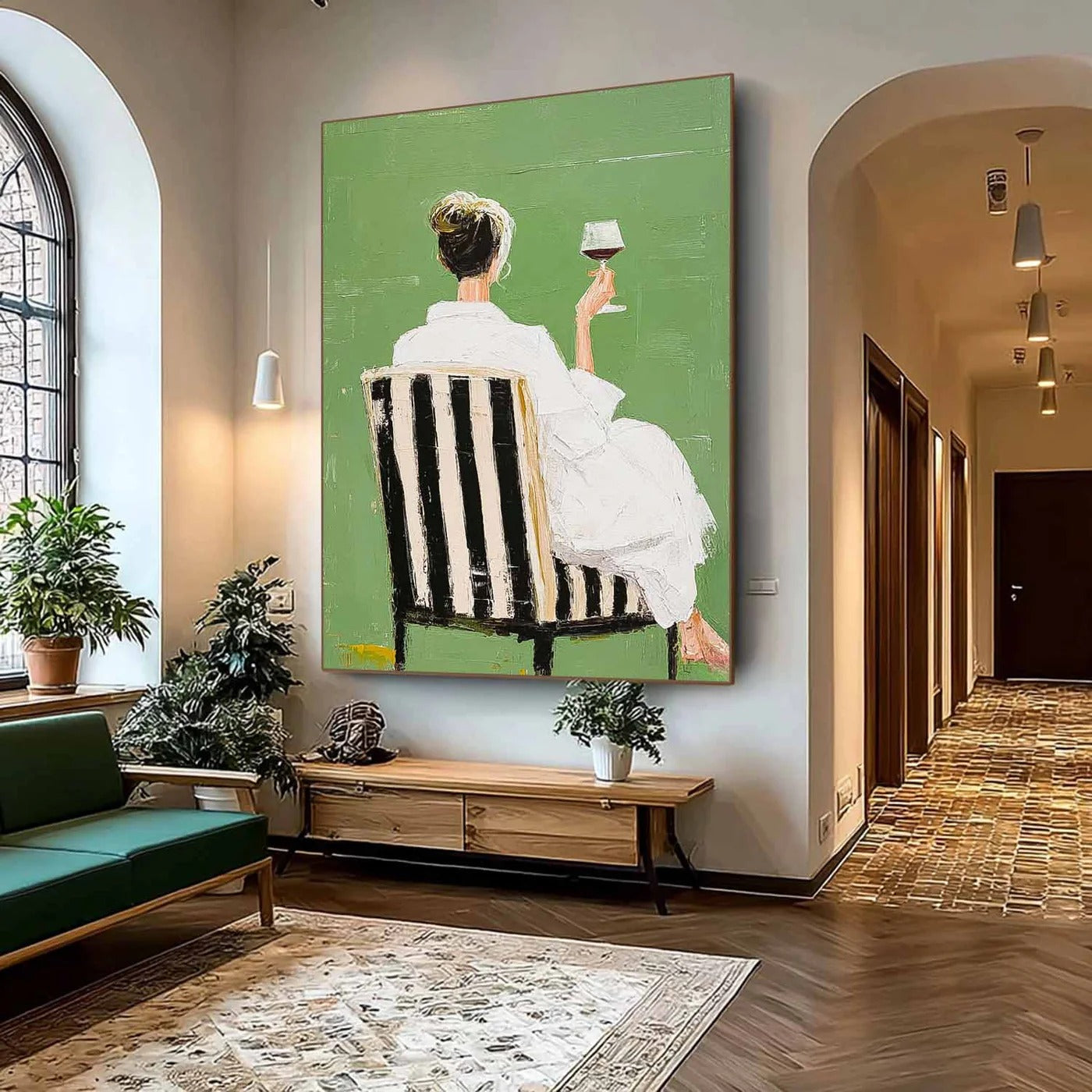 Woman with Wine Glass Canvas Painting — Original Figurative Art #CP032