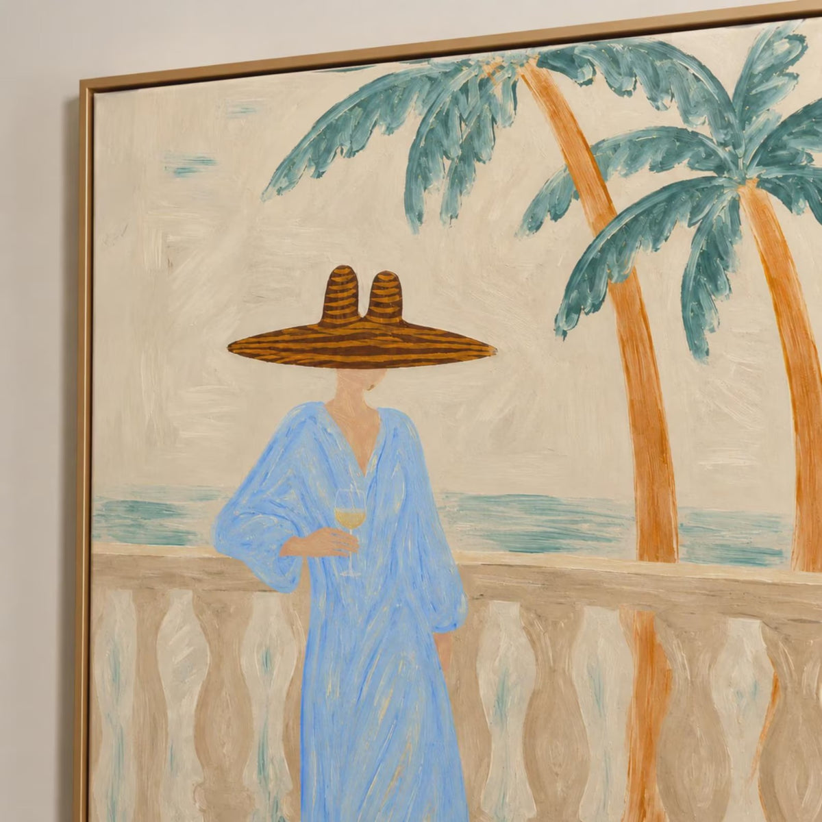 Coastal Woman Oil Painting – Tropical Beach Wall Art#WW021