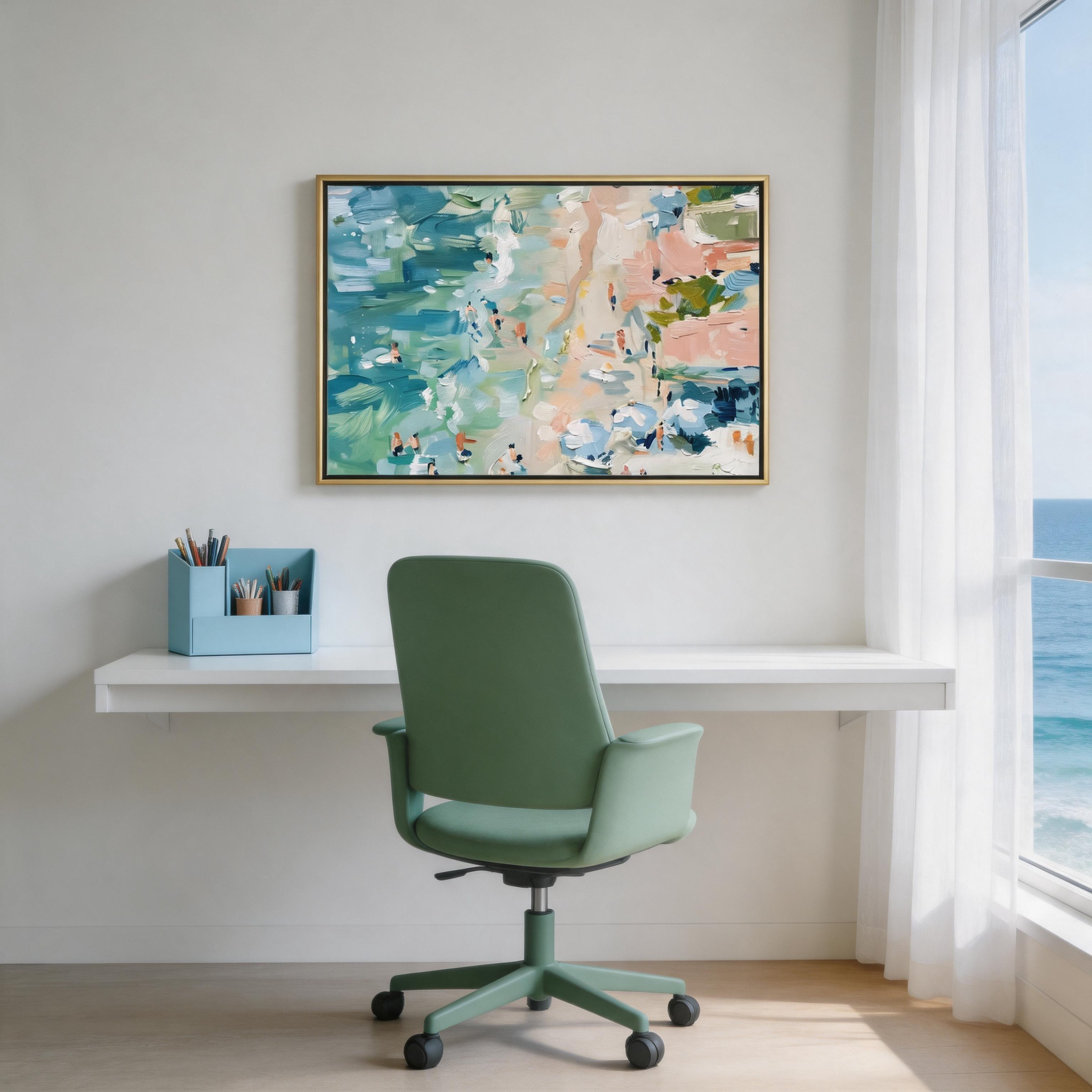 Pastel Beach Scene Canvas Wall Art #BC008