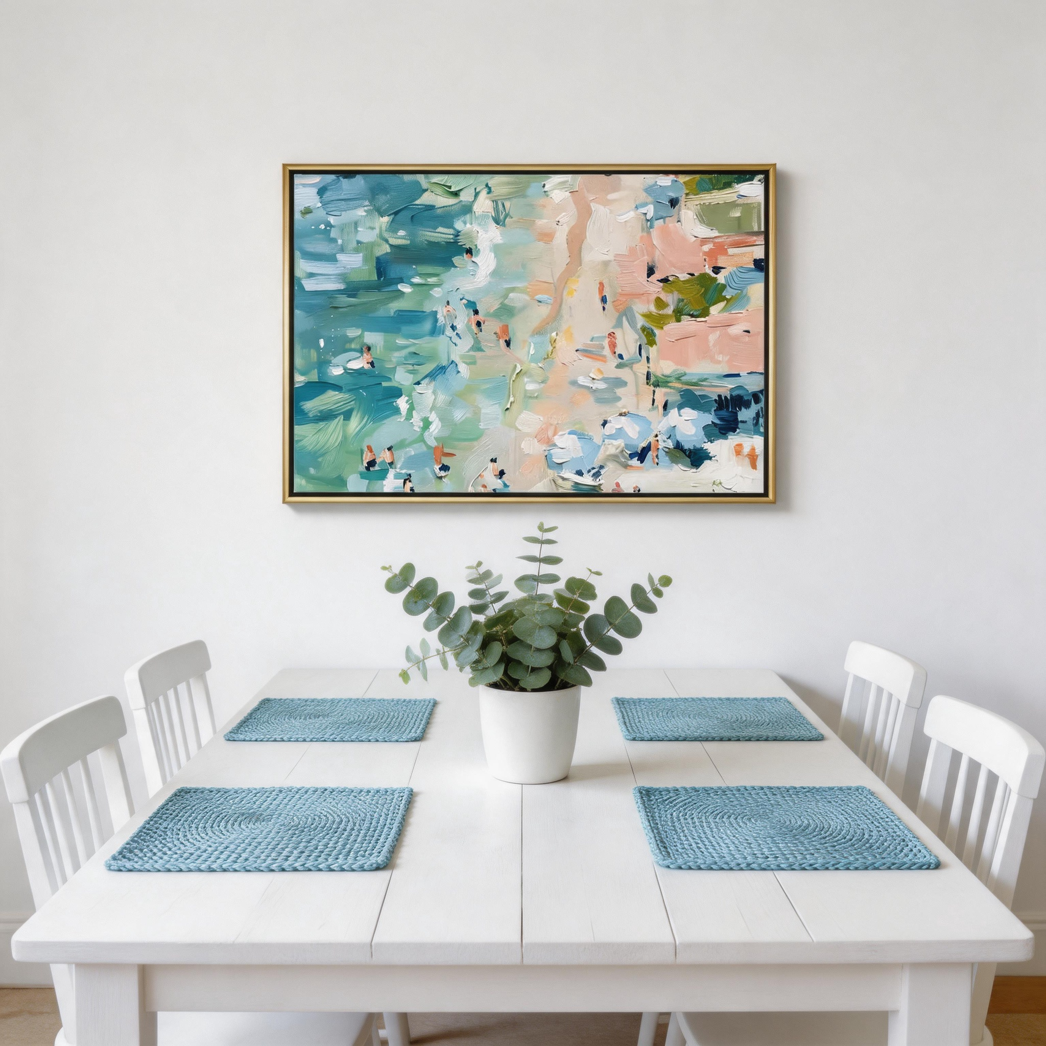 Pastel Beach Scene Canvas Wall Art #BC008