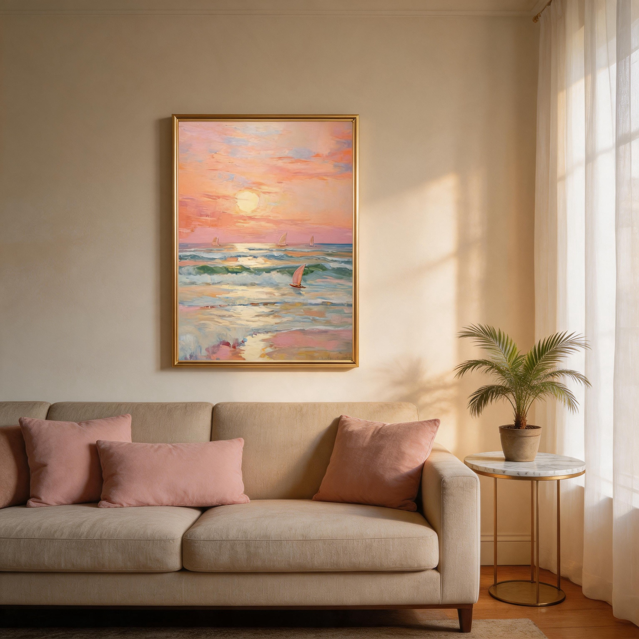 Pastel Sunset Seascape Painting #BC011