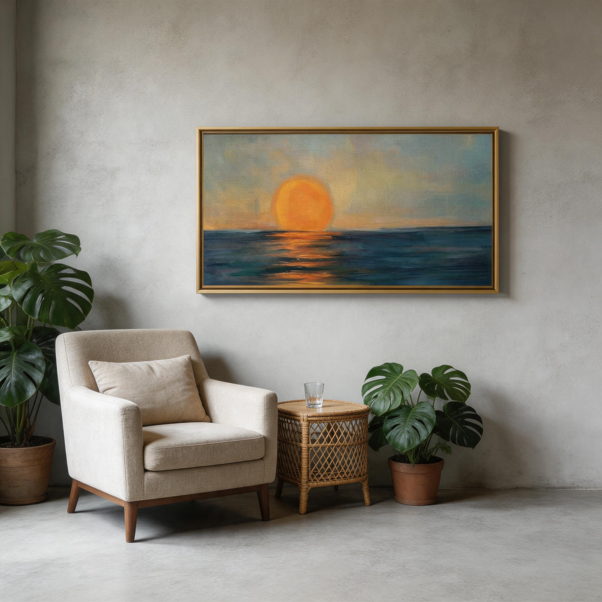 Golden Sunset Ocean Wall Art #BC024