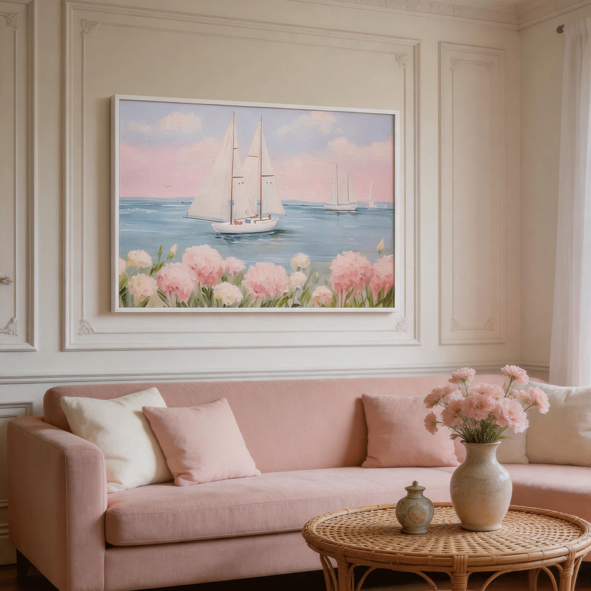 Pastel Sailboat Coastal Wall Art #BC025