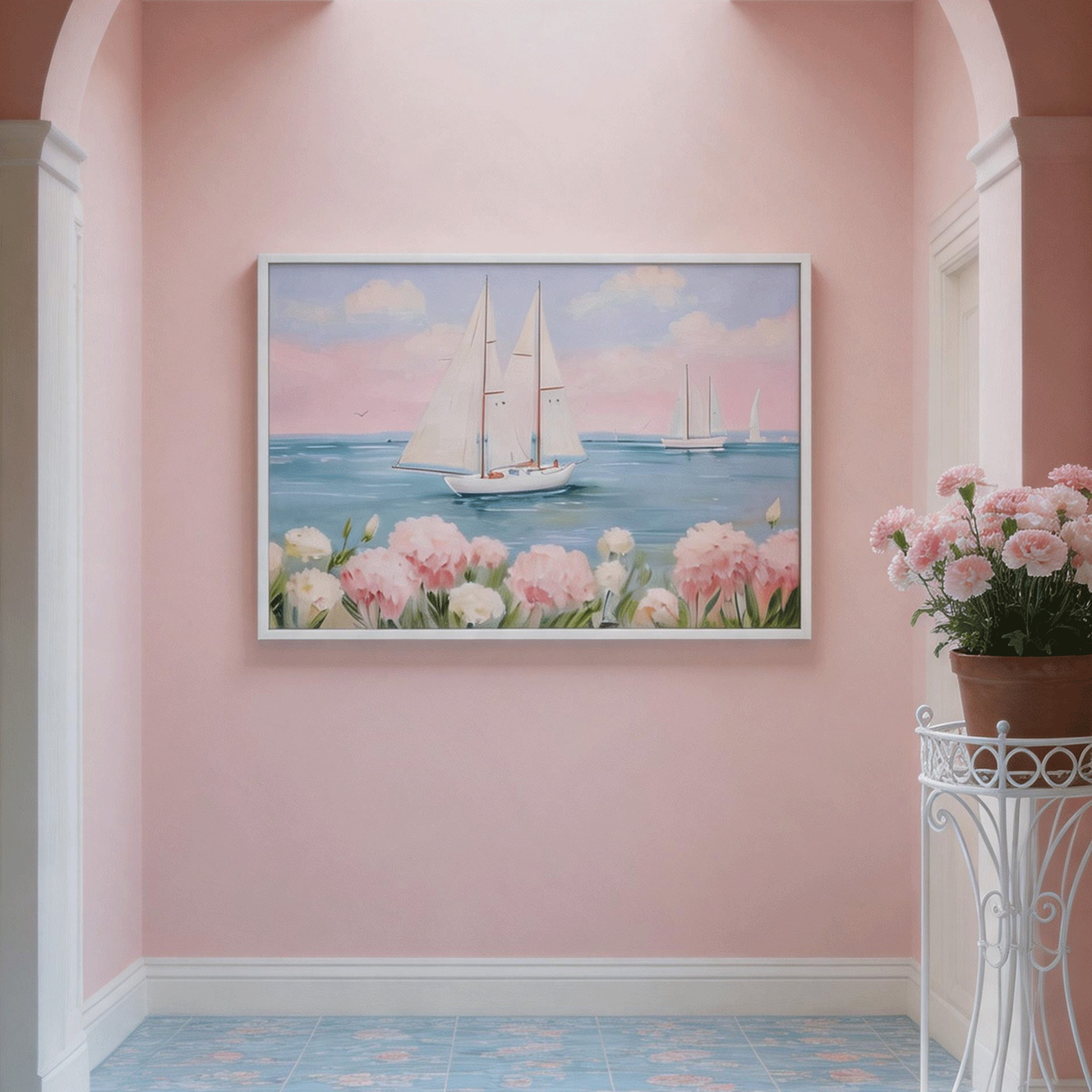 Pastel Sailboat Coastal Wall Art #BC025